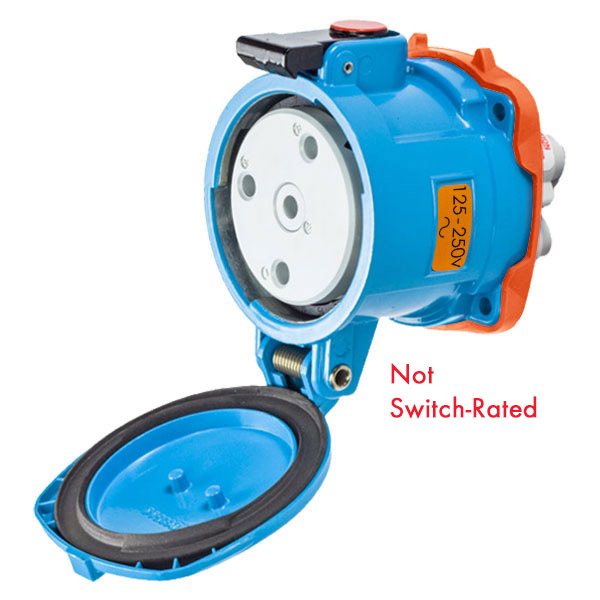 37-64176-C-K07-352-4X - DS100C RECEPTACLE METAL BLUE SIZE 4 TYPE 4X 2P+N+G 100A 125/250 VAC 60 Hz NO AUX STRAIGHT INSERTION TYPE 4X WATERTIGHTNESS